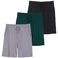 3 Pack: Men's Soft Pajama Shorts with Drawstring & Pockets 4-Way Stretch & Wicking (Available In Big & Tall)