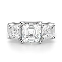 Siyaa Gems 3.50 TCW Asscher Diamond Moissanite Engagement Ring Wedding Ring Eternity Band Vintage Solitaire Halo Hidden Prong Silver Jewelry Anniversary Promise Ring Gift