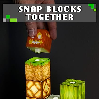 Paladone Minecraft Block Building Lamp - 16 Rearrangeable Light Blocks - Mood Lighting for Kids Room, Multicolor