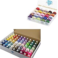 Embroidery Thread Essential Pack Bundle - Brother 63 Colors Kit & Assorted Colors Prewound Bobbin Thread