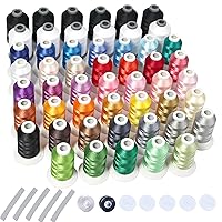 Upgraded 54pcs Embroidery Thread Kit, 40 Colors Embroidery Kit (500M) + 6 Black Thread & 6 White Thread (700M), Quality Polyester Embroidery Machine Thread for Embroidery & Sewing Machine