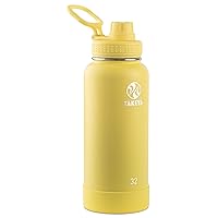 Takeya Actives Insulated Stainless Steel Water Bottle with Spout Lid, 32 Ounce, Canary