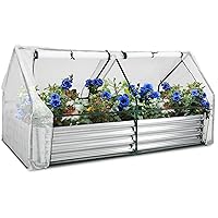 6x3x1ft Galvanized Raised Garden Bed with Cover Protecting Plant from Cold Frost & Birds & Insects, Garden Box Kit for Fruit, Vegetable, Flower