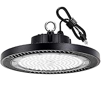 LED High Bay Light, 200W 28000lm 5000K High Bay Led Shop Light with Plug 5' Cable and Hook Ring, UFO High Bay Led Lights for Garage Gym Warehouse Workshop