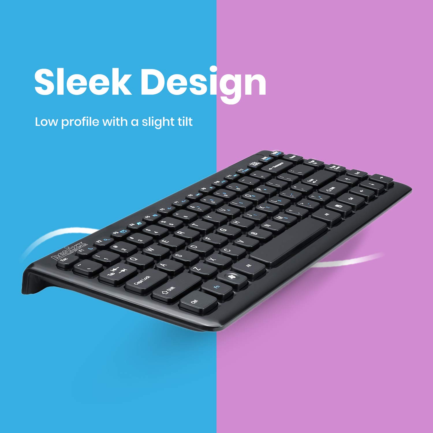 Perixx Periduo-707 Wireless Mini Keyboard and Mouse Set, Piano Black, US English Layout, 10900