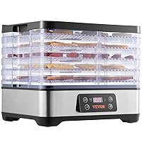 VEVOR Food Dehydrator Machine, 5-Tray Fruit Dehydrator, 300W Electric Food Dryer w/Digital Adjustable Timer & Temperature for Jerky, Herb, Meat, Beef, Fruit, Dog Treats and Vegetables, ETL Listed