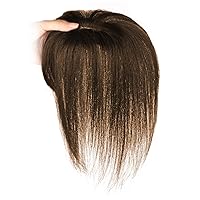 Hair Topper Real Human Hair Hair Toppers For Women 9.8 Inch Long Human Hair Toppers for Thin Hair Women Silk Base Clip In Hair Extensions Natural Looking for Daily Use Brown