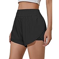 BMJL Womens Running Shorts High Waisted Side Pocket Athletic Shorts High Side Slit 2 in 1 Gym Shorts