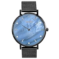 MEDOTA Thetis Series - Multi Blue Shell Dial Water Resistant Analog Quartz Black Quickly Release Stainless Strap Watch - No.SE-8502