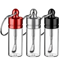 kekafu 3 pcs Small Pocket Condiment Box Keychain, Portable Mini Organizer Case Vial with Spoons Container for Purse, Stash Necklace Bottle for Outdoor Camping Travel