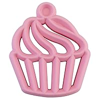 Itzy Ritzy Silicone Baby Teether – BPA-Free Infant Teether with Easy-to-Hold Design and Textured Back Side to Massage and Soothe Sore, Swollen Gums, Cupcake