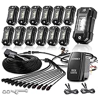 R4 Pure White LED Rock Lights Kit with Roker Switch Wire Harness 12PCS Rock Lights White for Jeep Offroad Trucks ATV UTV SUV Underglow Lights Trail Rig Lights Under Body High Power Waterproof