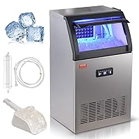 VEVOR Commercial Ice Maker Machine, 120lbs/24H Ice Maker Machine with 33lbs Storage Capacity, 50 Ice Cubes in 12-15 Minutes, LED Digital Display Commercial Ice Maker for Bar Home Office Restaurant