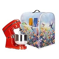 Hummingbird Daisy Dust Cover Trendy Stand Mixer Kitchen Appliance Cover with Handle and Storage Pocket for Recipe Cards/Cooking Utensils/Spoon Kitchen Aid Mixer Accessories Home Decor