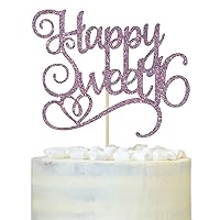Happy Sweet 16 Cake Topper, Sweet 16 Birthday Decorations, Happy 16th Birthday Decorations for Girls/Boys Purple Glitter