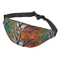 Fanny Pack For Men Women Casual Belt Bag Waterproof Waist Bag Colorful Life Trees Running Waist Pack For Travel Sports