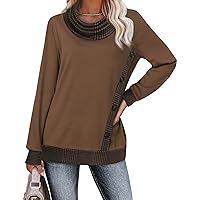 Youtalia Women's Long Sleeve Cowl Neck Pullover Button Side Tunic Sweatshirt