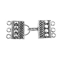Silver Overlay Multi Strand Clasp with 3 Holes CSF-460-15X13MM