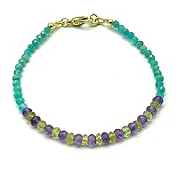 Hnadmade Bracelet Natural AAA++ Quality Amazonite, Amethyst, Peridot, Bracelet gift for wife,Mother and girlfirend Code-CD13