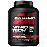 MuscleTech Nitro-Tech Ripped Lean Whey Protein Powder Whey Protein Isolate Weight Loss Protein Powder for Women & Men Chocolate, 4 lbs (42 Servings)