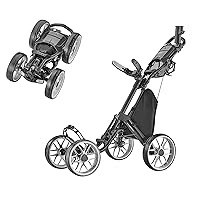4 Wheel Golf Push Cart - Caddycruiser One Version 8 1-Click Folding Trolley - Lightweight, Compact Pull Caddy Cart, Easy to Open
