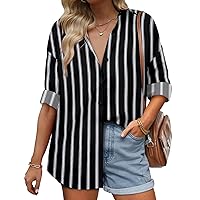 Angerella Blouses for Women Casual Long Sleeve Button Down Shirts Oversized Loose Fit Collared Tops