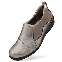 Women's Comfort Leather Loafers Cute Casual Slip On Lightweight Walking Flats Everyday Work Shoes