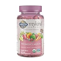 mykind Organics Women's Gummy Vitamins - Berry - Certified Organic, Non-GMO, Vegan, Kosher Complete Multi - Methyl B12, C & D3 - Gluten, Soy & Dairy Free, 120 Real Fruit Gummies