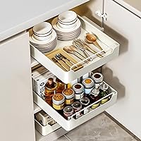 Pull Out Cabinet Organizer Fixed With Adhesive Nano Film, Heavy Duty Slide Out Pantry Shelves, Sliding Drawer Pantry Shelf for Kitchen, Living Room, Home,12.2