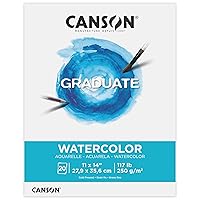Canson Graduate Watercolor Pad, Foldover, 11x14 inch, 20 Sheets | Artist Paper for Adults and Students - Painting, Gouache, Mixed Media and Ink