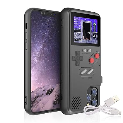 Gameboy Case for iPhone, Autbye Retro 3D Phone Case Game Console with 36 Classic Game, Color Display Shockproof Video Game Phone Case for iPhone (Black, for iPhone 6/6s/7/8) (Black, for iPhone Xs Max)