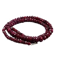 JEWELZ 16 inch Long rondelle Shape Faceted Cut Natural Ruby  4-8 mm Beads Necklace with 925 Sterling Silver Clasp for Women, Girls Unisex
