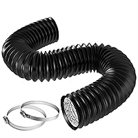 VIVOSUN 8 Inch 25 Feet Black Non-Insulated Flex Air Aluminum Ducting for HVAC Ventilation w/Two 8 Inch Stainless Steel Clamps