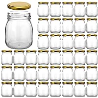 KAMOTA Glass Jars, 40 PACK 4 oz Clear Yogurt Jars With Gold Lids, Glass Pudding Jars Yogurt Jars Ideal for Jam, Honey, Wedding Favors, Shower Favors(150ml)…