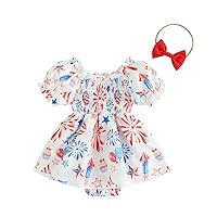Baby Girl Romper Dress Letter Floral Print Short Sleeve Jumpsuit Onesie+Cute Headband Summer Clothes 2 Piece Outfit