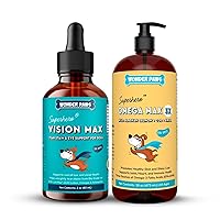 Vision Max Liquid Drops Plus Omega Max Fish Oil - for Dog’s Eye Health, Skin and Joint Care and Immune Support – Vision Max 2 Ounces - Omega Max 16 Ounces