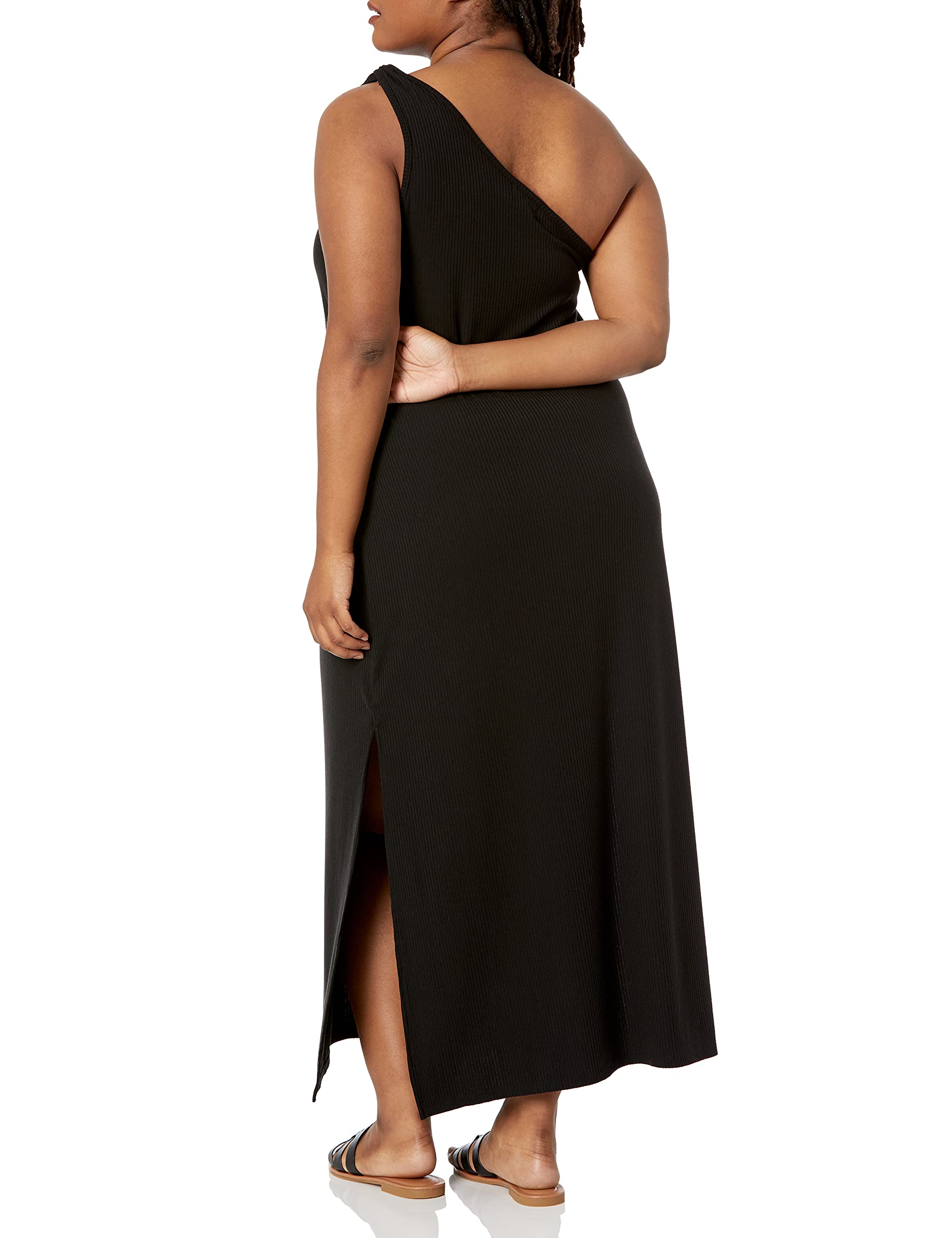 The Drop Women's Mickey Loose-fit One-Shoulder Cut-Out Rib Knit Maxi Dress