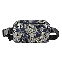 Skull Belt Bag for Women Fanny Pack Travel Waist Bags Lightweight for Traveling Casual Running Hiking Cycling