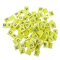 100Pcs/Set Wooden Colourful Scrabble Tiles Mix Letters Varnished Alphabet Scrabbles (Light Yellow)