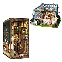 CUTEBEE DIY Book Nook Kit, DIY Dollhouse Booknook Kit Bookshelf Insert Decor Alley, Bookends Model Build-Creativity Kit with LED Light(Magic Pharmacist)(Rose Garden Tea House)
