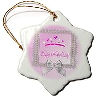 3dRose Princess Crown Beautiful Silver Frame, White Bow, Happy 10th... - Ornaments (orn-234618)