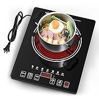 Electric Cooktop 220V, 2000W Single Electric Burner Hot Plate POTFYA with Plug 15A,8 Power Levels Electric Stove Top, Led Display, Kids Lock & Timer, Induction Cooktop for all Pans