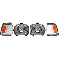 Evan Fischer Headlight Kit Compatible With 1992-1995 Toyota Pickup 2WD 2 Wheel Drive With Corner Light Driver and Passenger Side