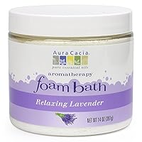 Aura Cacia Aromatherapy Foam Bath, Relaxing Lavender, 14 ounce jar (Pack of 2)