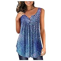 SCBFDI Going Out Tops for Women UK, Shirts for Women Colorblock Rainbow Undershirt Tank Top Henley Neck Athletic Running Tunics Resort Wear for Women 2024
