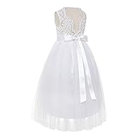ekidsbridal Scalloped Lace Back Flower Girl Dress Daily Gown Birthday Party Holiday 207R