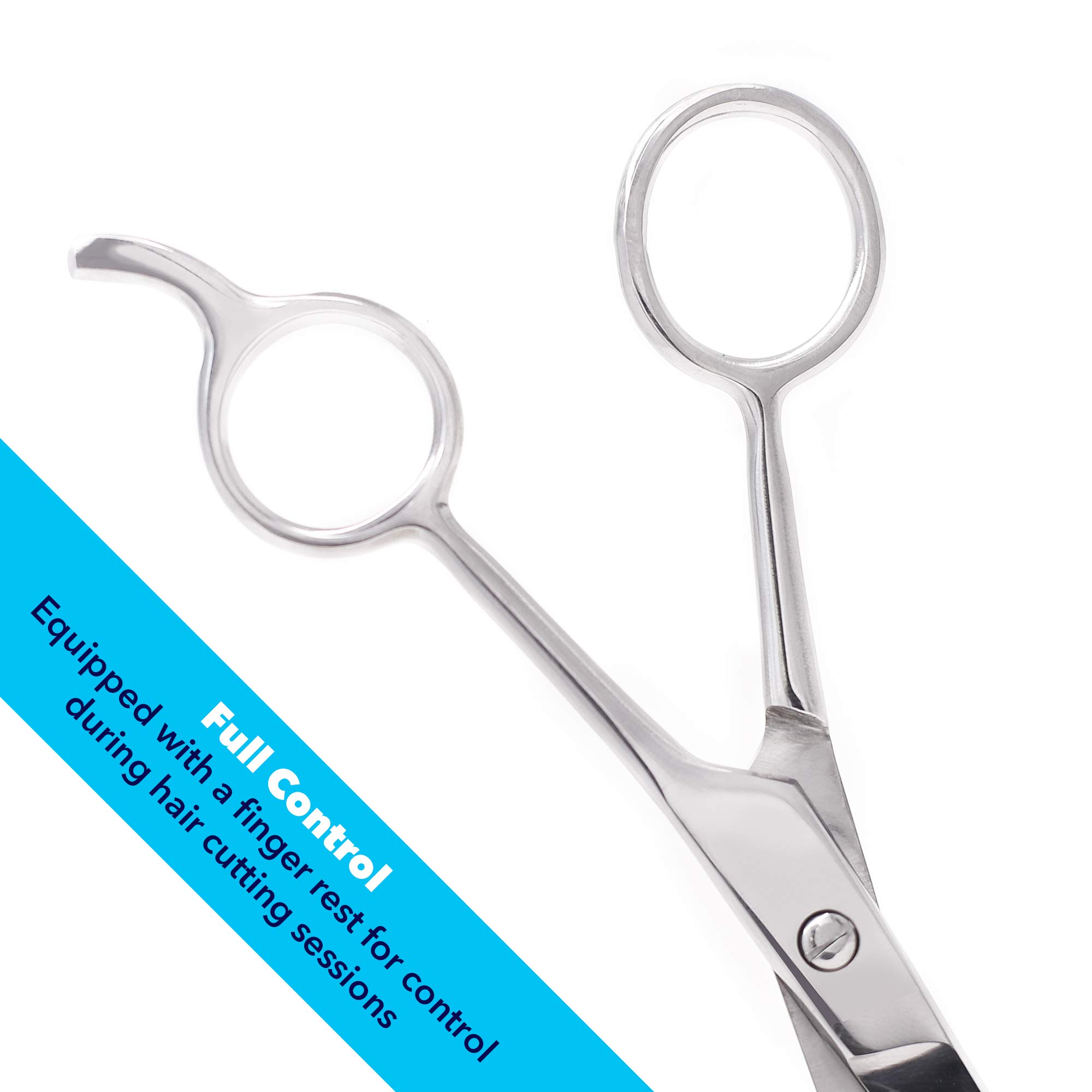 Equinox International, Professional Hair Scissors, Hair Cutting Scissors Professional, 6.5” Overall Length, Barber Scissors For Men & Women, Premium Shears For Salon & Home Use (Ice Tempered, Silver)