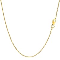 Jewelry Affairs 14k Yellow Real Gold Round Wheat Chain Necklace, 1.15mm, 18