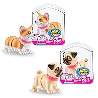 Pets Alive Booty Shakin' Pups (Corgi & Pug) by ZURU, Interactive Mini Dog Toys That Walk, Waggle, and Booty Shake, Electronic Puppy Toy for Kids and Girls (2 Pack)