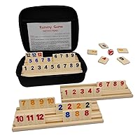Rummy Cube Game with 4 Wooden Racks/Trays, 106 Rummy Cube Game Set with Portable Case, Rummy Tiles Travel Set with 4 Tiles Holders for Family Classic Board Games